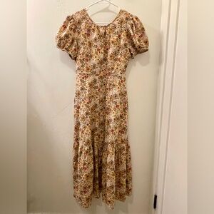 Madewell Libby Floral Print Puff Sleeve MIDI Dress size 6